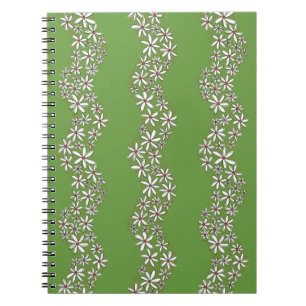 Daisy Chain Wiggly Flower Stripes white red green Notebook