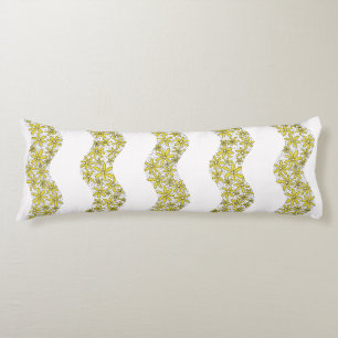 Daisy Chain Wiggly Flower Stripes yellow Body Pillow