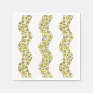 Daisy Chain Wiggly Flower Stripes yellow Napkin