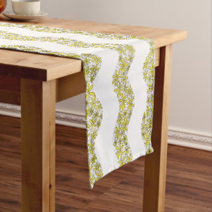 Daisy Chain Wiggly Flower Stripes yellow Short Table Runner