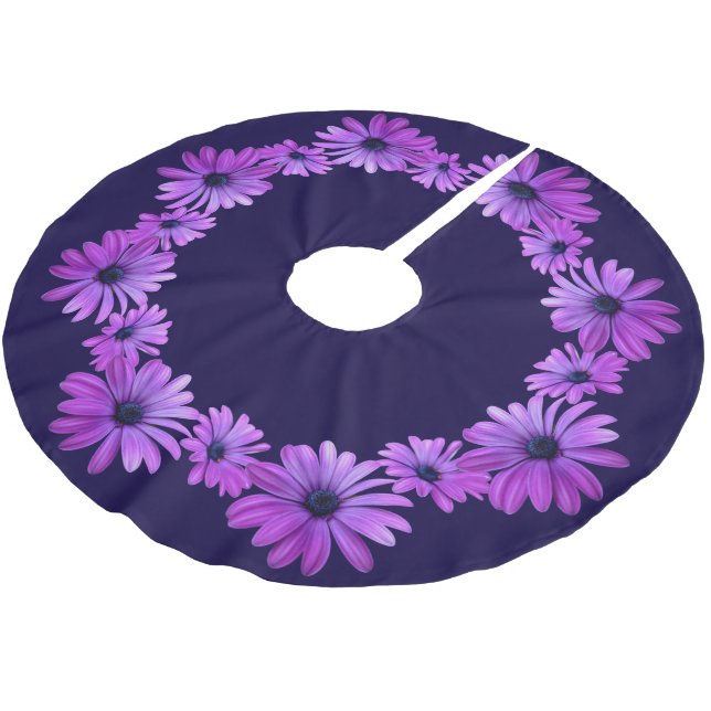 Daisy Christmas Tree Blue Daisy Flowers Tree Skirt (Angled)