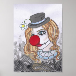 Daisy Clown Girl Portrait fantasy art poster print