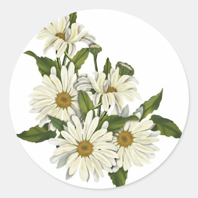 Daisy Cluster Classic Round Sticker (Front)