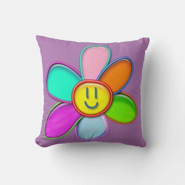 DAISY - Colourful Magic Daisy for Kids - Throw Pillow (Front)