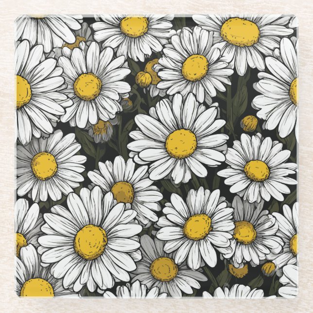 Daisy Comic Style Glass Coaster (Front)