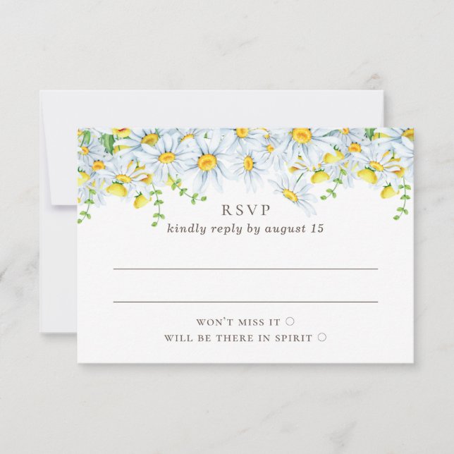 Daisy. Country flowers. Garden floral wedding RSVP Card (Front)