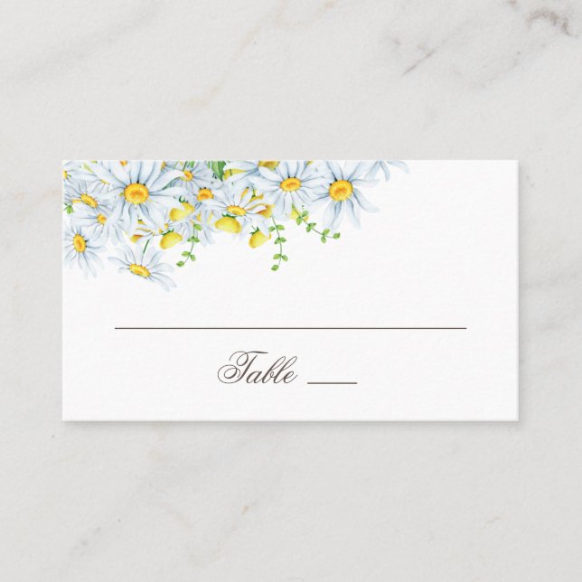 Daisy. Country flowers. Watercolor floral wedding Place Card (Front)