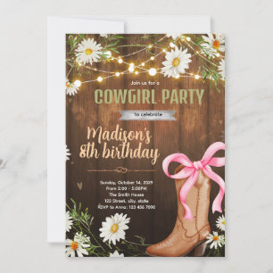 Daisy cowgirl birthday party invitation