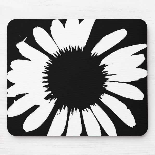 Daisy Crazy - Black & White Daisy Mouse Pad (Front)