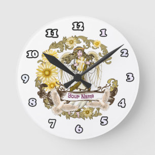 Daisy Cross Angel Round Clock