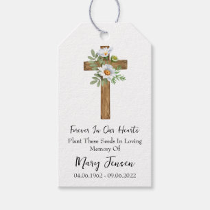 Daisy Cross Memorial Funeral Seed Packet Gift Tags
