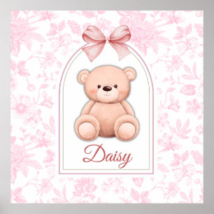 Daisy   Custom Pink Teddy Bear Nursery Design  Poster