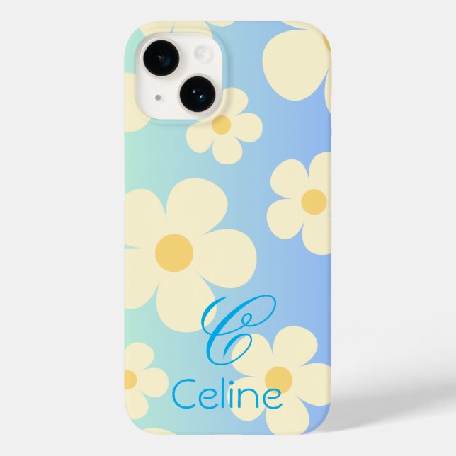 daisy Cute floral  orange blue  Personalized    Case-Mate iPhone Case (Back)