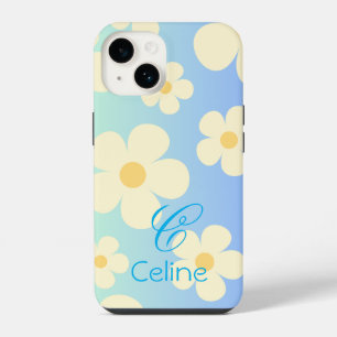 daisy Cute floral orange blue Personalized iPhone 14 Case