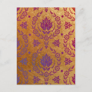 Daisy Damask, Brushed Metal in Rose Gold & Purple Postcard
