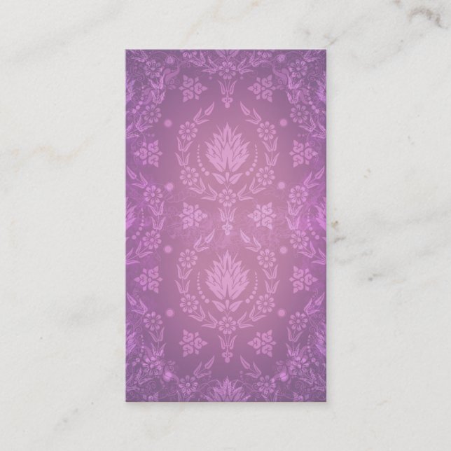 Daisy Damask, Ghostly in Shades of Plum and Pink Business Card (Front)