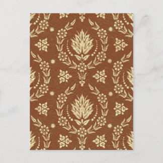 Daisy Damask, Leather in Brown and Gold Postcard