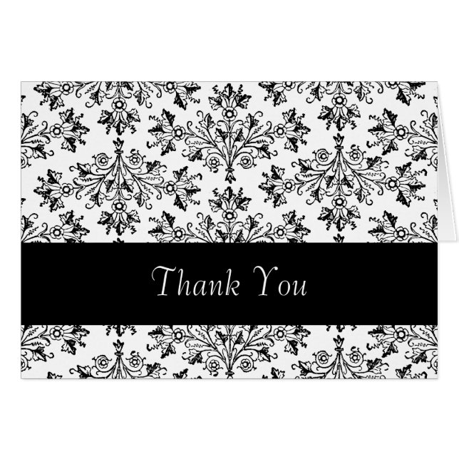 Daisy Damask Vintage Floral Thank You Card (Front Horizontal)