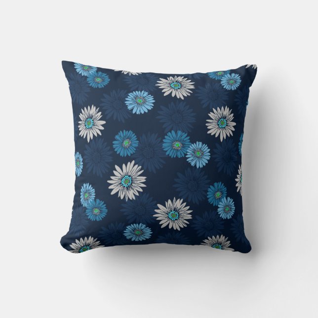 Daisy Dayz Vintage Psychedelic Floral Throw Pillow (Front)