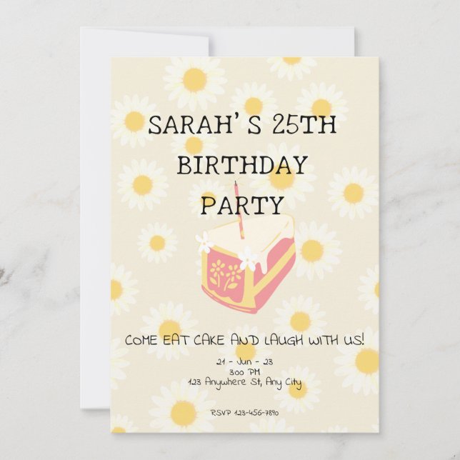 Daisy Délice Anniversaire Invitation (Devant)