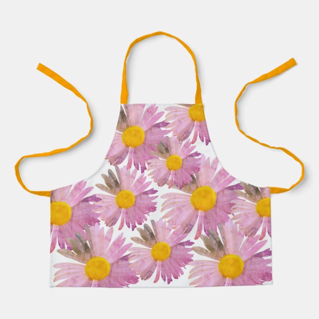 Daisy Delight Apron Tie-Dye Inspired Orange-Pink (Front)