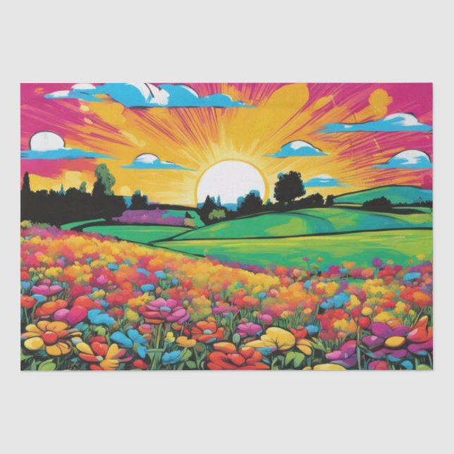 Daisy Delight Pop Art Blossoms decoupage paper (Front)