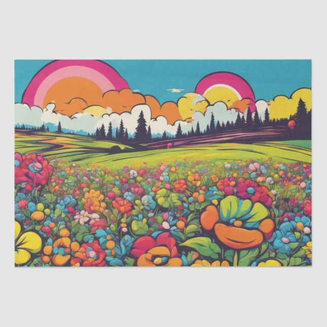 Daisy Delight Pop Art Blossoms decoupage paper (Front)