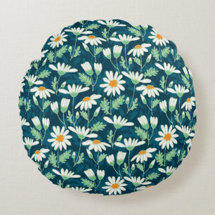 Daisy Ditsy Chamomile Romantic Print Round Pillow