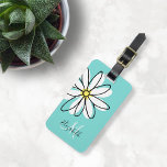 Daisy Doodle Flower Personalized  Monogram Luggage Luggage Tag<br><div class="desc">This design was created though digital art. It may be personalized in the area provide or customizing by choosing the click to customize further option and changing the name, initials or words. You may also change the text colour and style or delete the text for an image only design. Contact...</div>