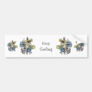 Daisy Doodle In Ink And Watercolor Bumper Sticker