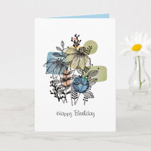 Daisy Doodle In Ink And Watercolor Card