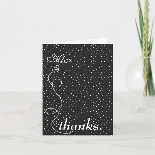 Daisy Doodle On Polka Dots Thank You Card (Front)