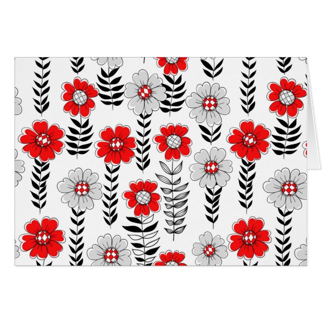 Daisy doodles  in red and black (Front Horizontal)