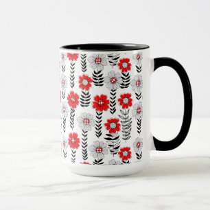 Daisy doodles in red and black mug