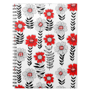 Daisy doodles  in red and black notebook