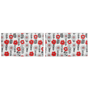 Daisy doodles  in red and black pillowcase
