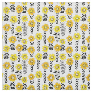 Daisy doodles in yellow and black fabric