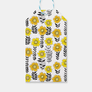 Daisy doodles  in yellow and black gift tags