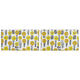 Daisy doodles  in yellow and black pillowcase