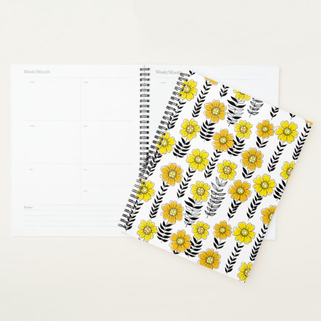 Daisy doodles  in yellow and black planner (Display)