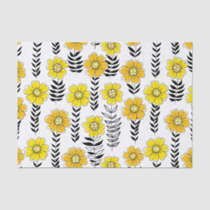 Daisy doodles in yellow and black tissue paper