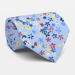 Daisy Dot Floral Sky Blue Two-sided Printed Tie