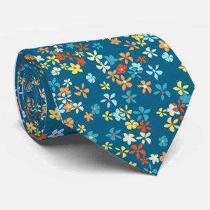 Daisy Dot Floral Teal Single-side Printed Tie