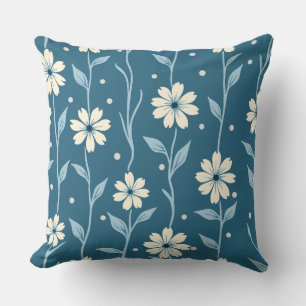 Daisy Dot Vineland Blues Throw Pillow