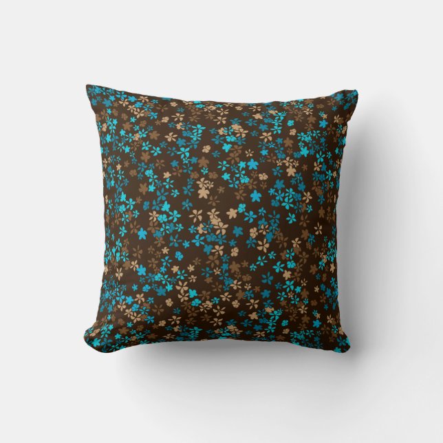 Daisy Dot Vintage Psychedelic Floral Throw Pillow (Front)