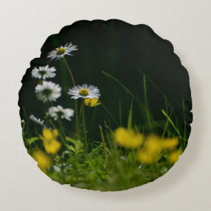 Daisy Dream: Beautiful Floral Nature Round Pillow