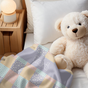 Daisy Dream Pastel Patchwork Sherpa Blanket