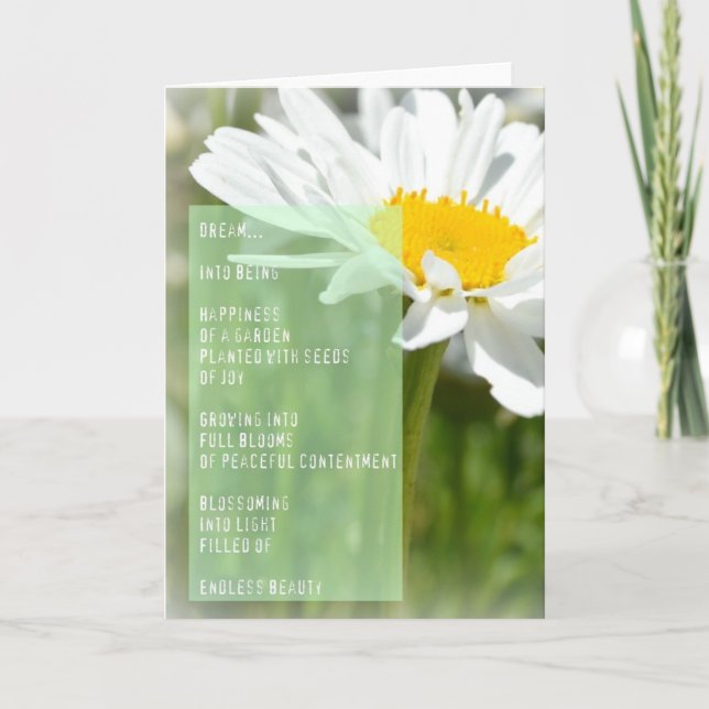Daisy Dream Poem Inspirational Card (Front)
