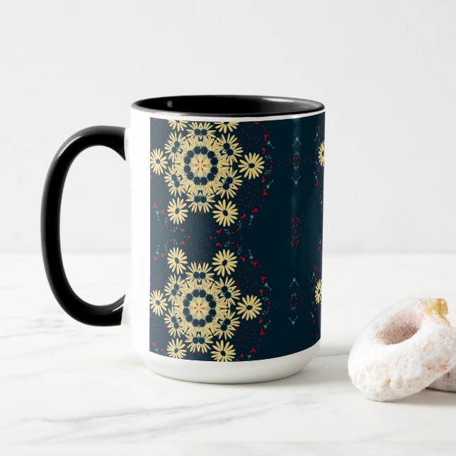 Daisy Dreams Mandala  Mug (With Donut)