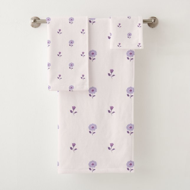Daisy Dreams Pastel Purple Bath Towel Set (Insitu)